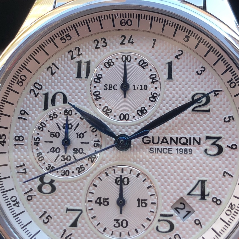 NIB Guanqin Multifunction S/S Chronograph w Original Box/Manual